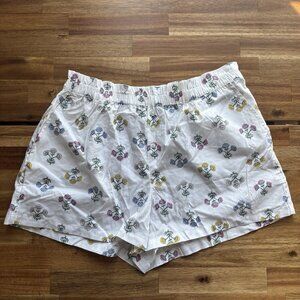LOFT Pajama Sleep Shorts Floral White Womens SMALL Cottagecore Romantic NEW!READ